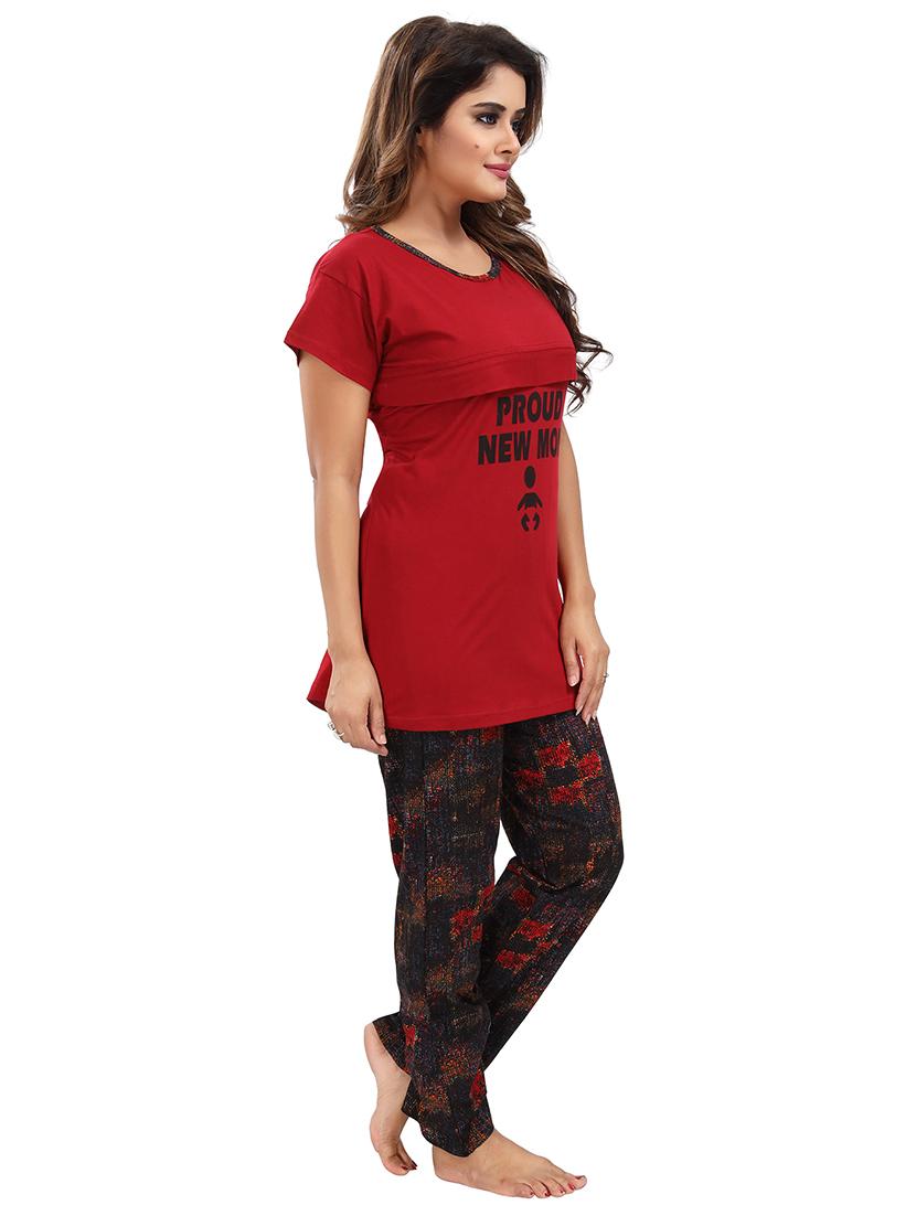 round neck printed nightwear pajama set - 18312192 - Standard Image - 1