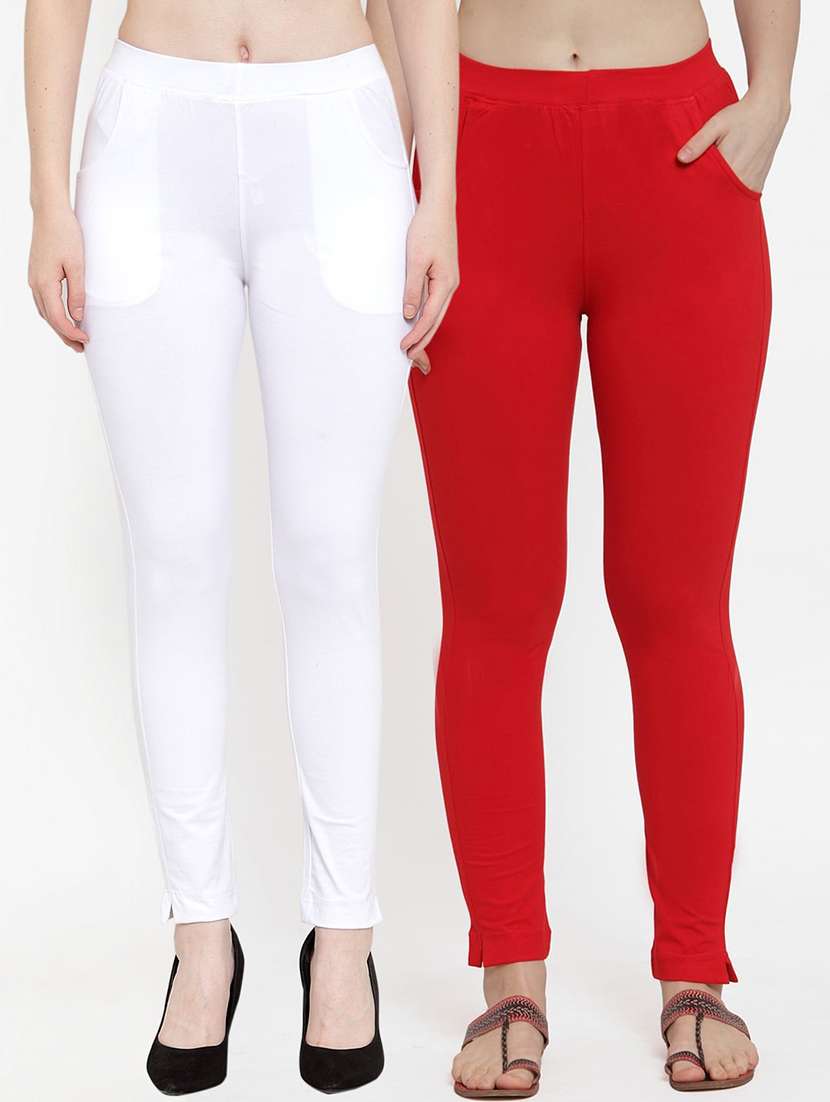 set of 2 multi colored solid legging