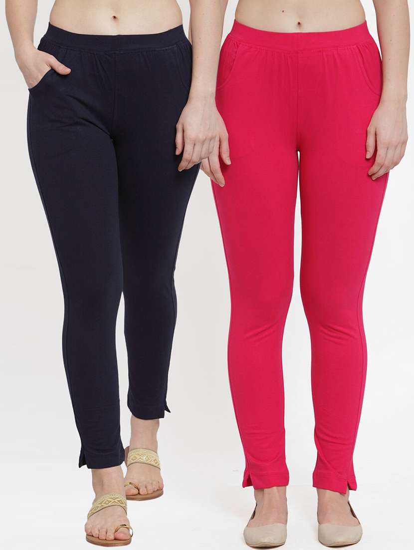 set of 2 multi colored solid legging