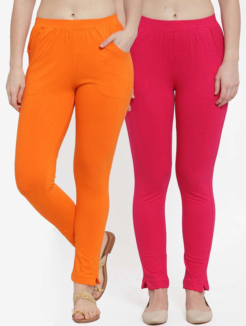 set of 2 multi colored solid legging