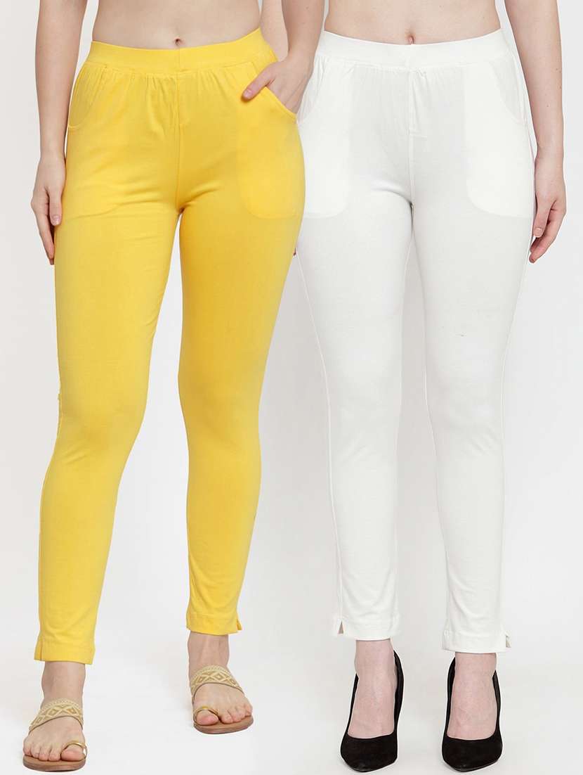 set of 2 multi colored solid legging