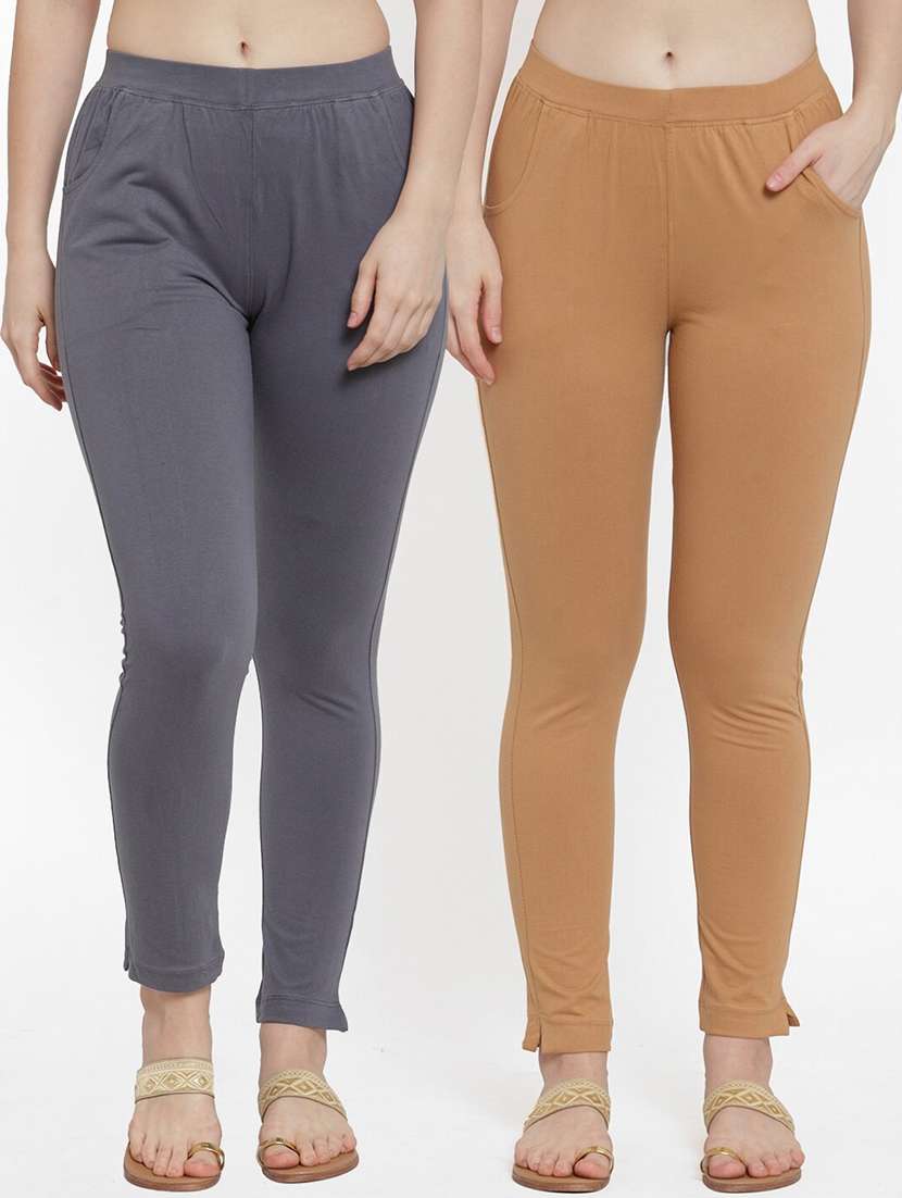 set of 2 multi colored solid legging