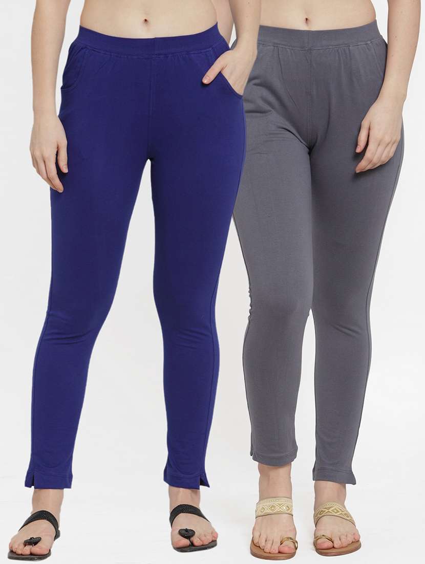 set of 2 multi colored solid legging