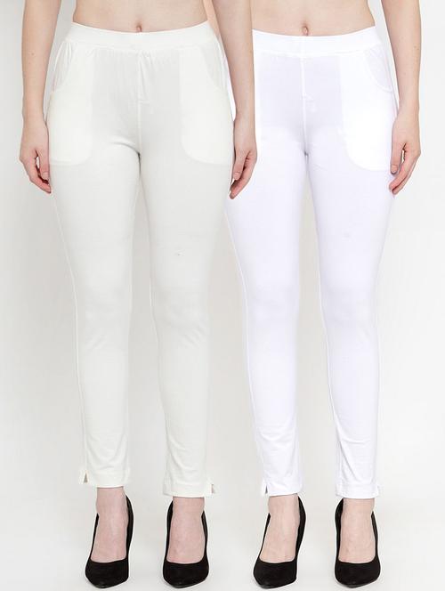 set of 2 white solid legging - 18312532 -  Standard Image - 0