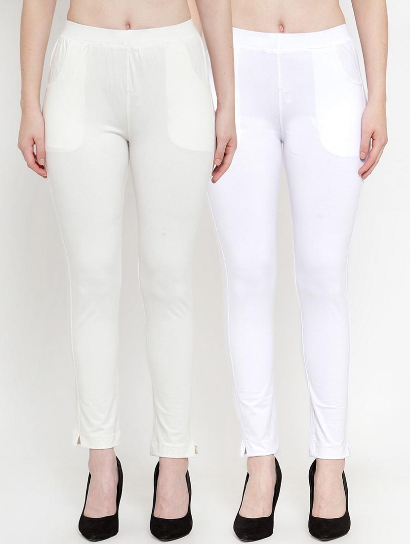 set of 2 white solid legging - 18312532 -  Zoom Image - 0