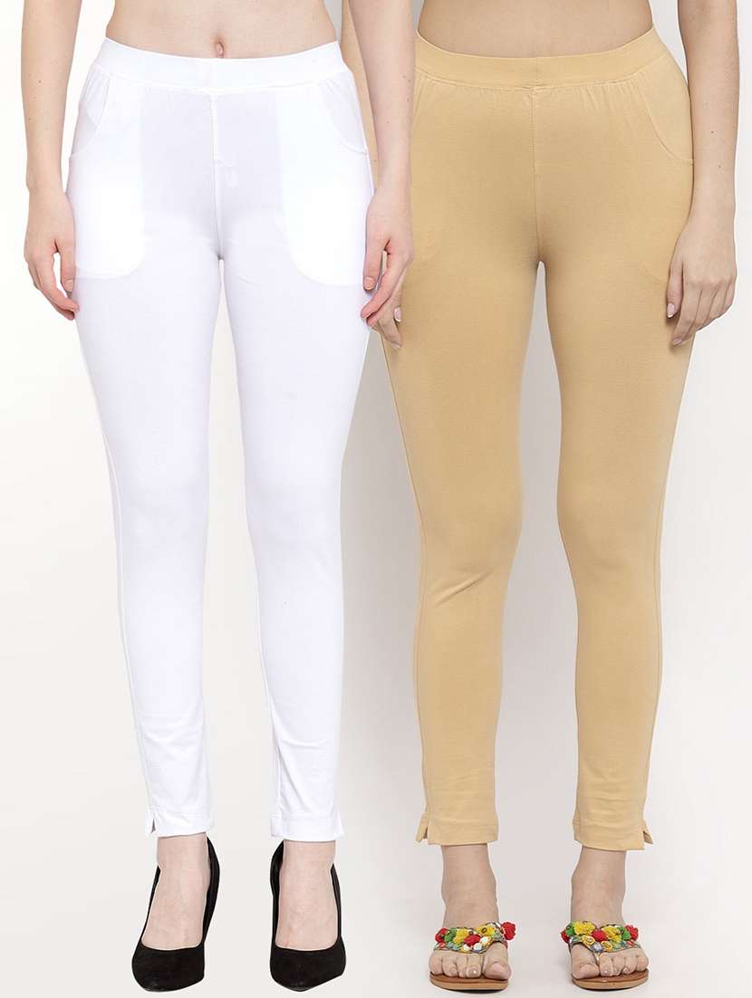 set of 2 multi colored solid legging