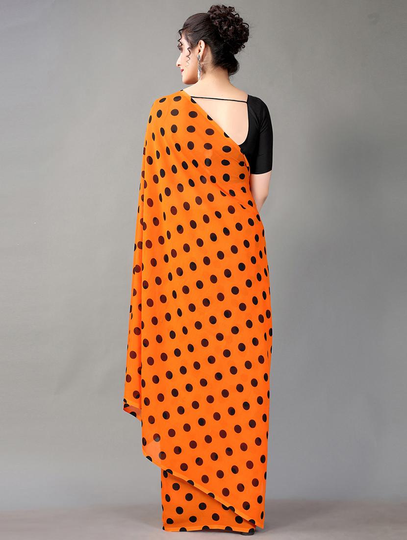 orange georgette printed saree with blouse - 18312599 - Standard Image - 1