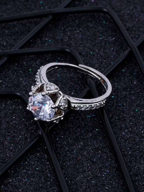  round dimond adjustable fancy look finger ring - 18312739 -  Standard Image - 0