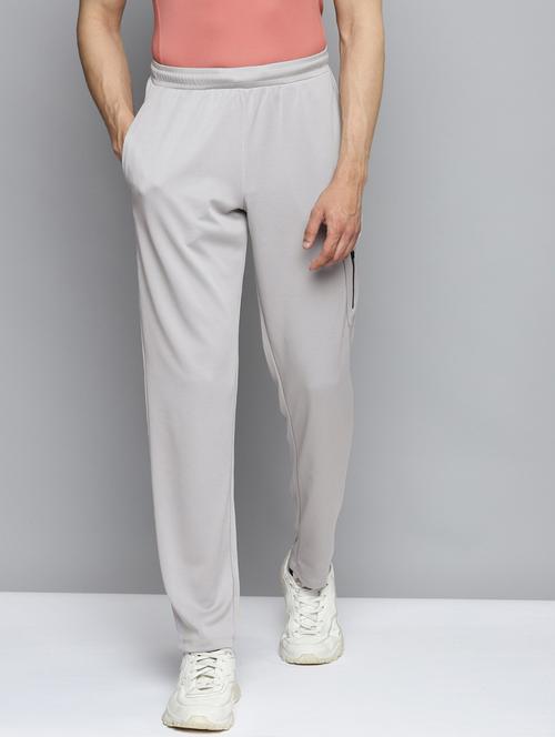 grey solid full length track pant - 18312957 -  Standard Image - 0