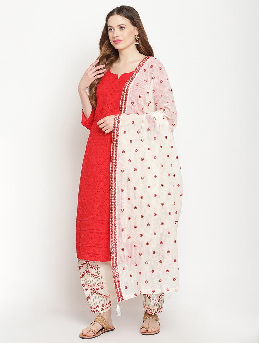 red cotton suit set - 18313343 - Standard Image - 1