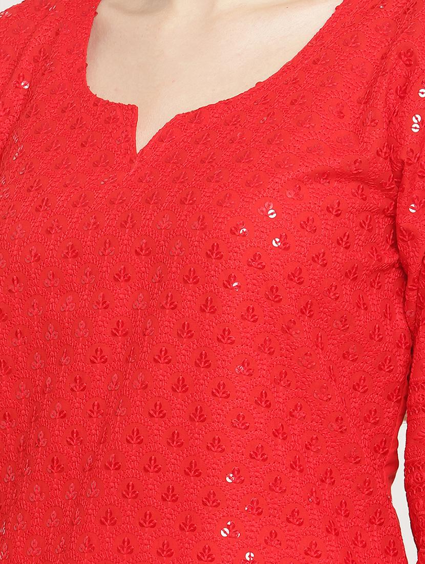 red cotton suit set - 18313343 - Standard Image - 4