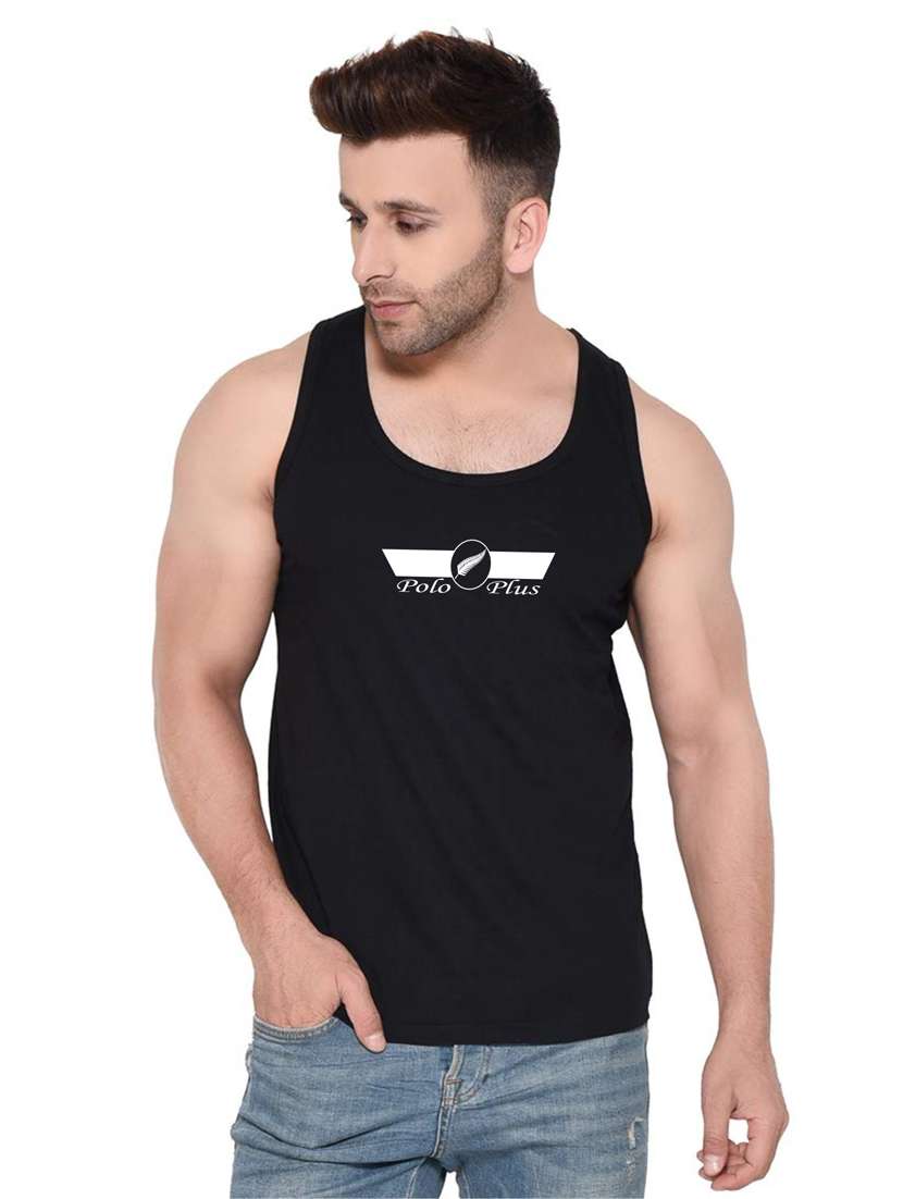 black chest-printed vest