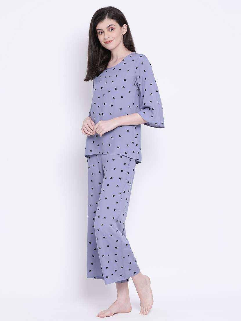 round neck printed nightwear pajama set  - 18313597 -  Standard Image - 1