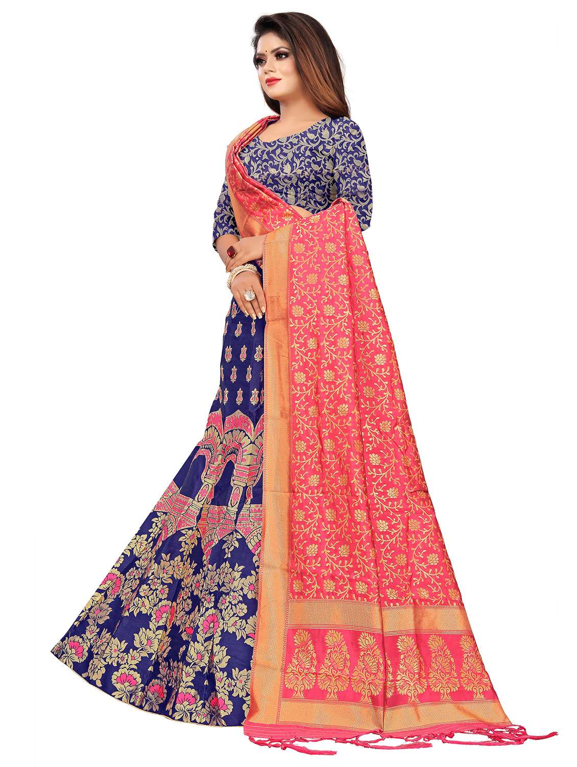 pink banarasi flared lehenga - 18313898 -  Standard Image - 1