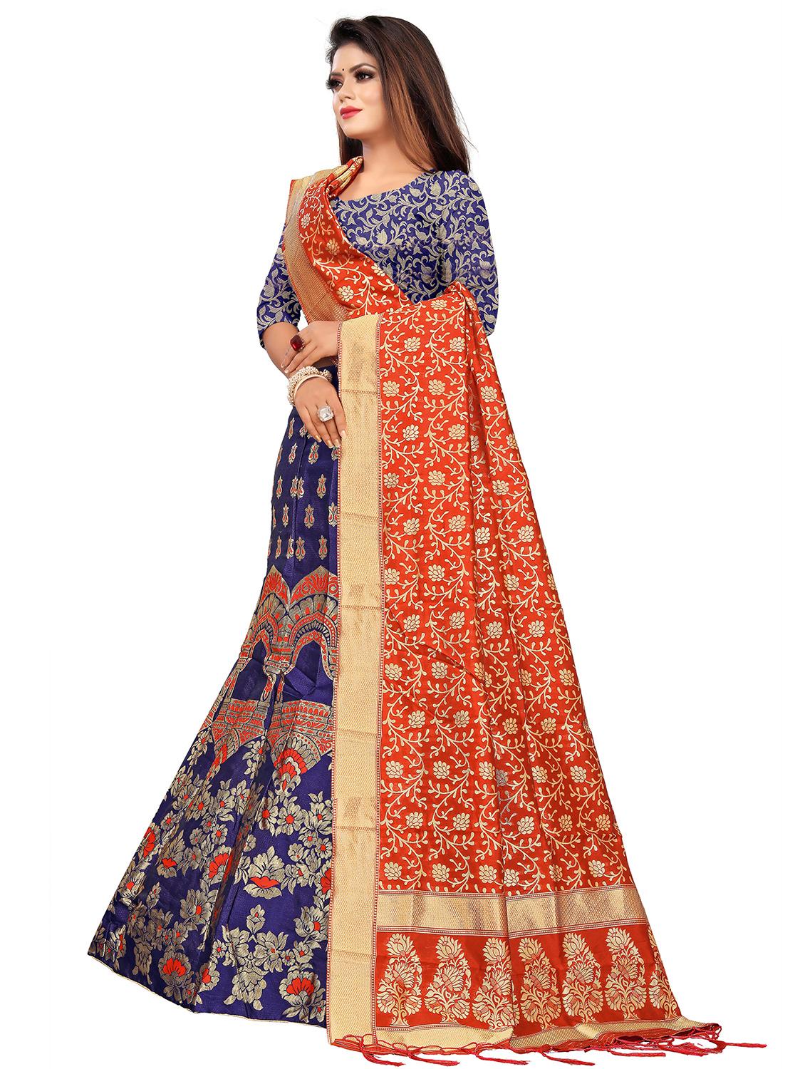 red banarasi flared lehenga - 18313899 - Standard Image - 1