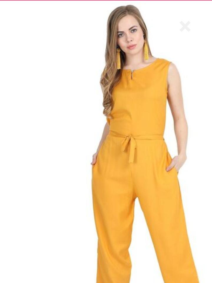yellow rayon jumpsuit - 18314569 - Standard Image - 1