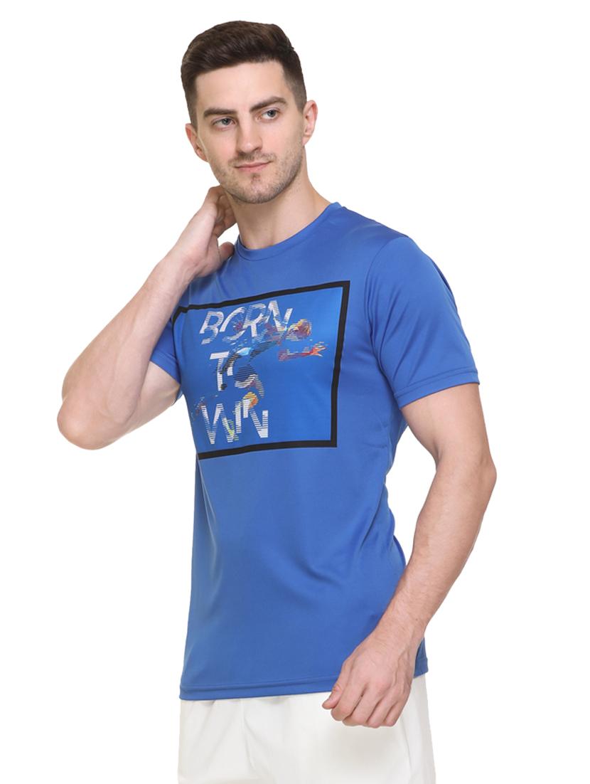 blue chest-printed t-shirt - 18314599 -  Standard Image - 1