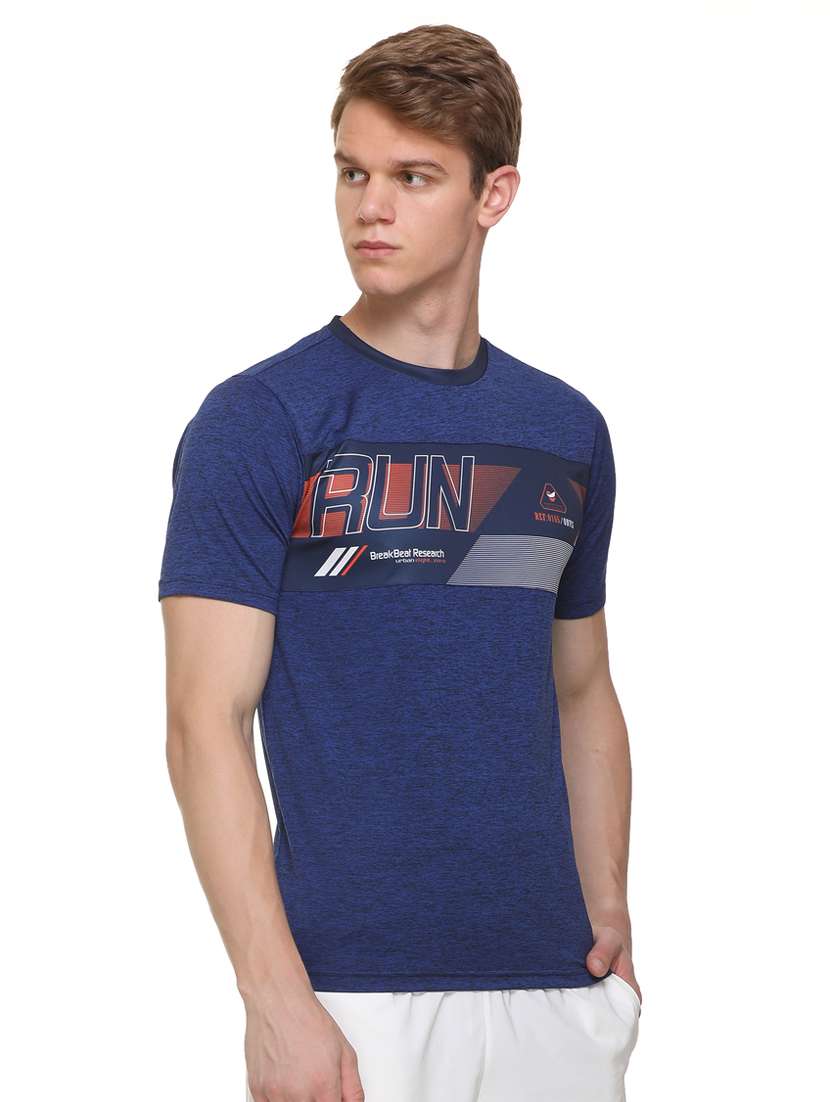 navy-blue chest-printed t-shirt - 18314600 -  Standard Image - 1
