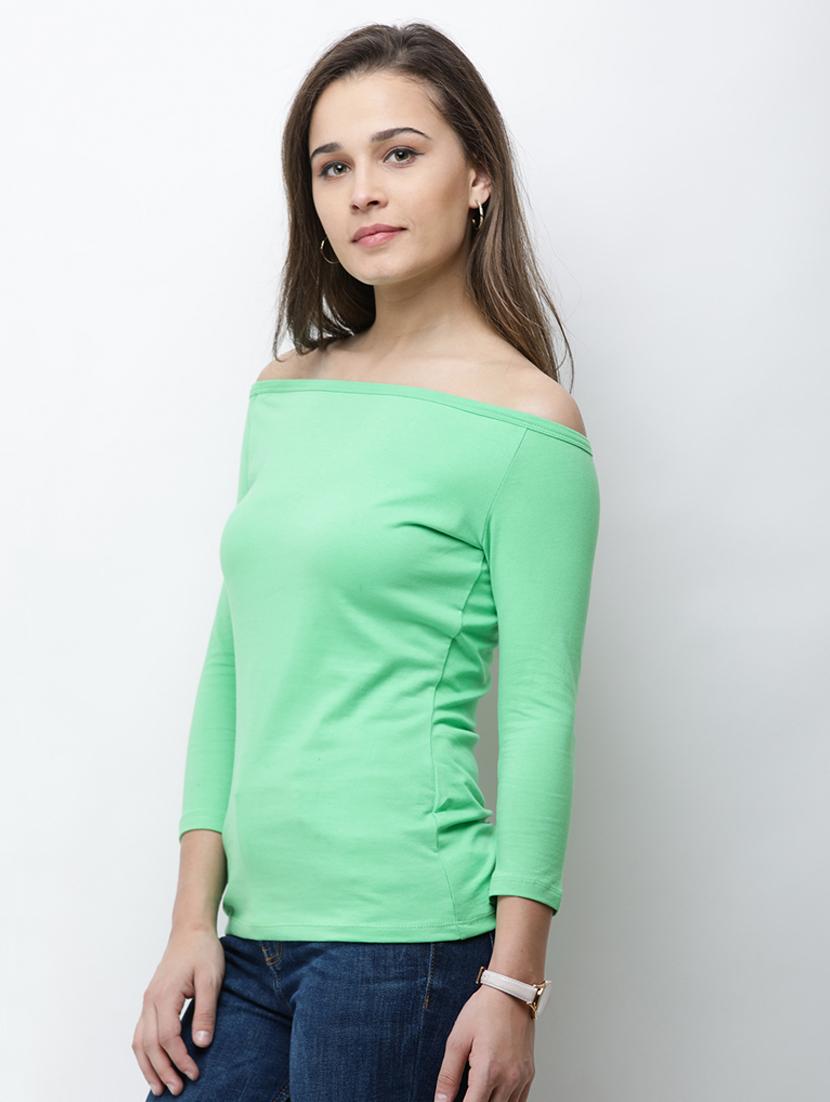 off shoulder solid regular top - 18314717 -  Standard Image - 1