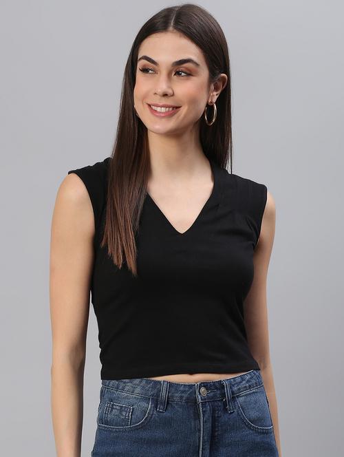 v-neck solid regular top - 18314753 -  Standard Image - 0