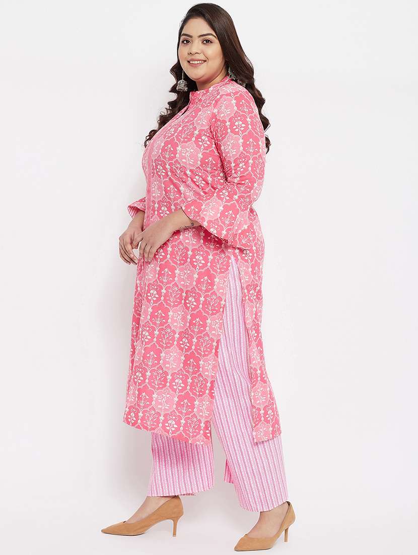 pink cotton kurta palazzo  set - 18315207 -  Standard Image - 1