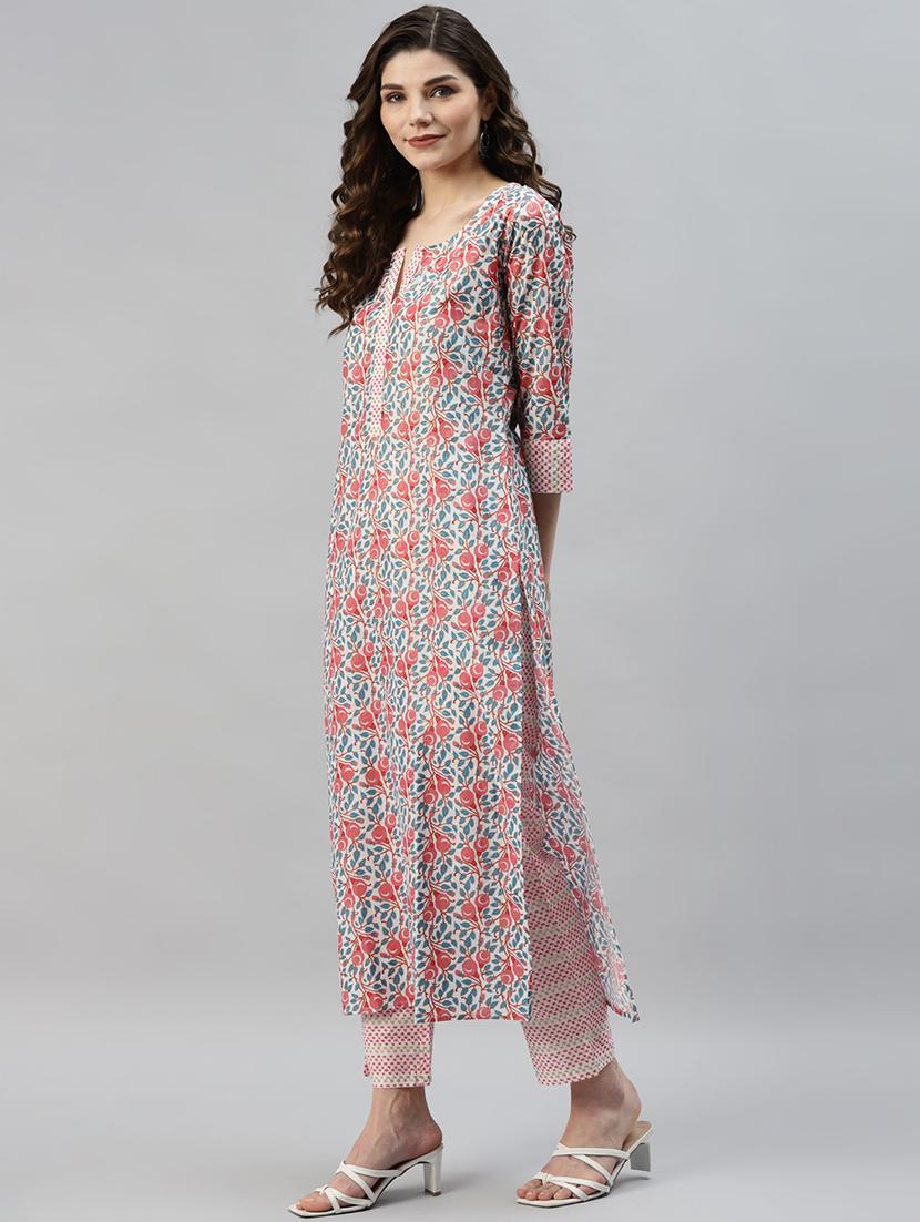 white cotton kurta pant set - 18315406 - Standard Image - 1