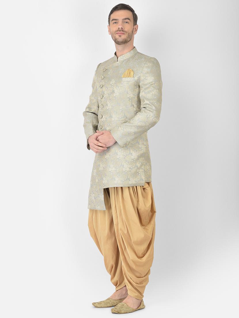 grey self-designed sherwani ethnic wear set - 18315505 -  Standard Image - 1