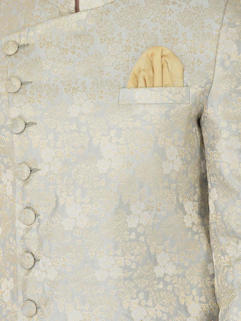 grey self-designed sherwani ethnic wear set - 18315505 - Standard Image - 4