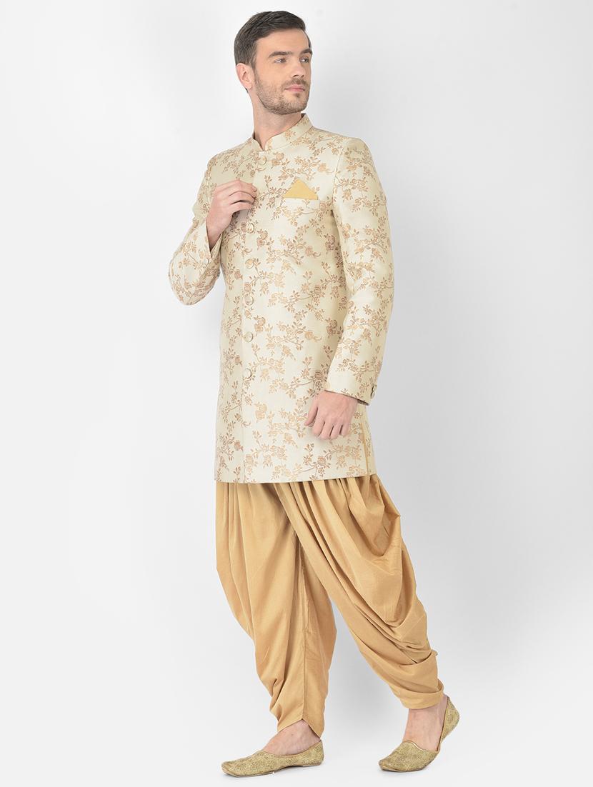 cream self-designed sherwani ethnic wear set - 18315506 - Standard Image - 1
