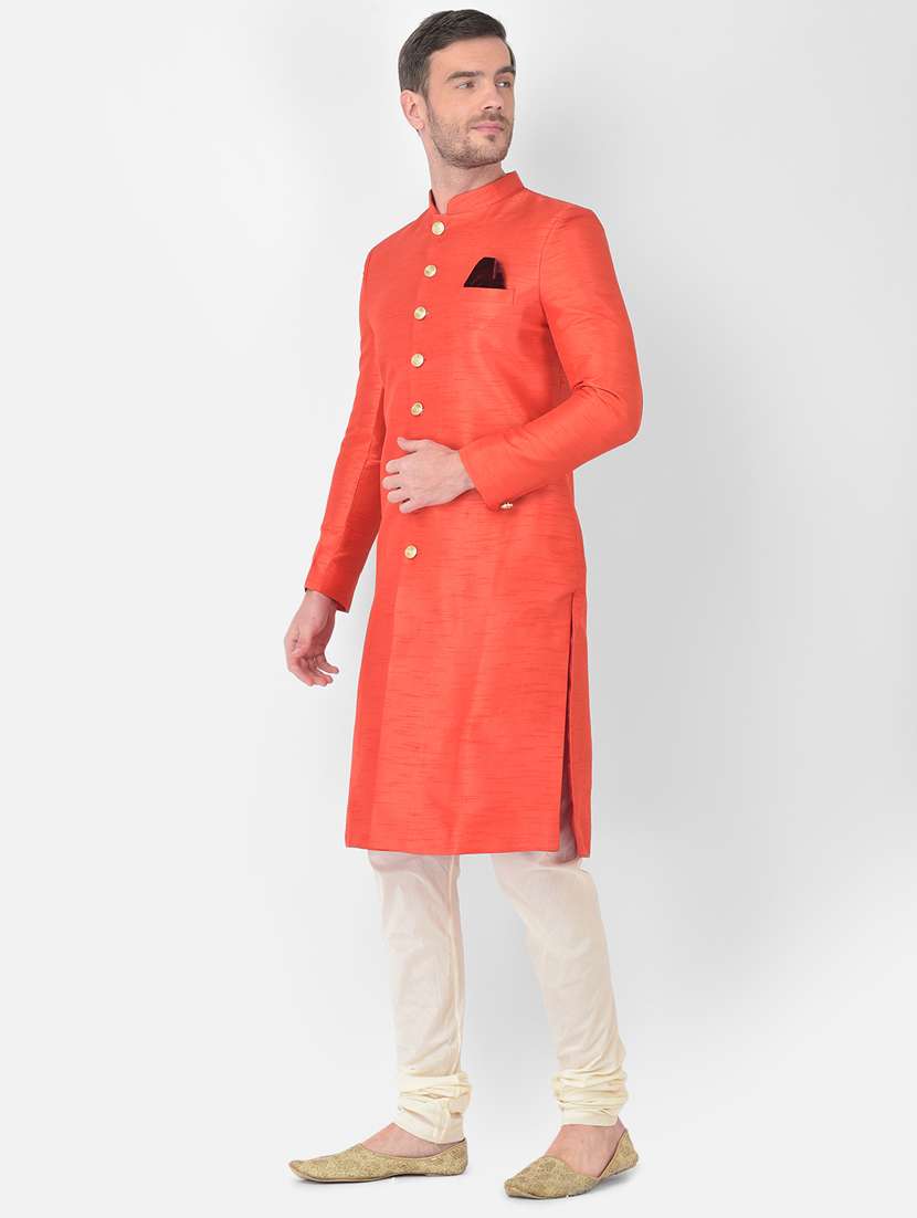 orange melange sherwani ethnic wear set - 18315512 -  Standard Image - 1