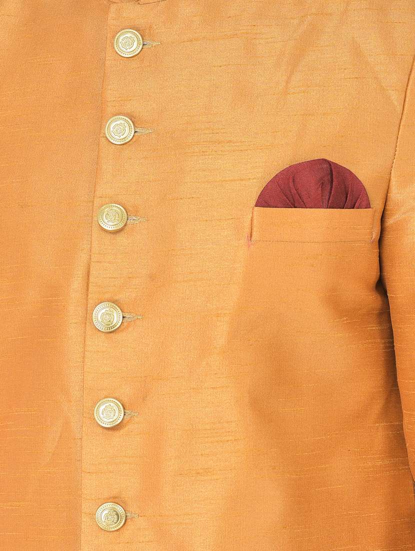 mustard solid sherwani ethnic wear set - 18315515 -  Standard Image - 4