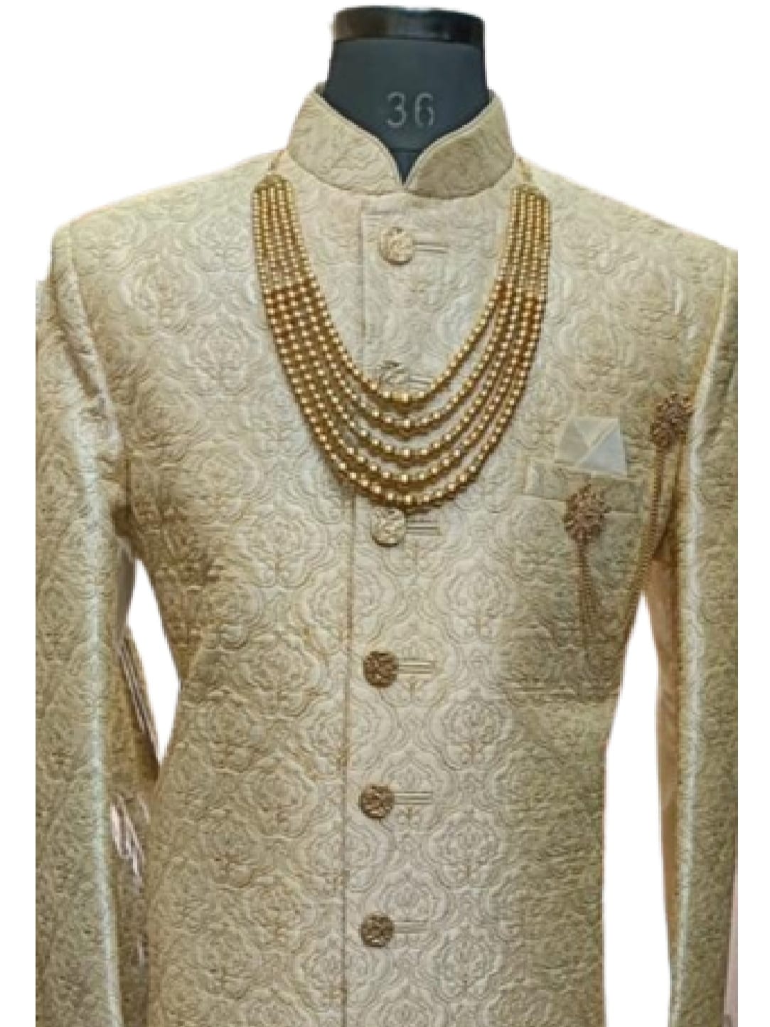 groom silk embroidered sherwani - 18315600 - Standard Image - 1
