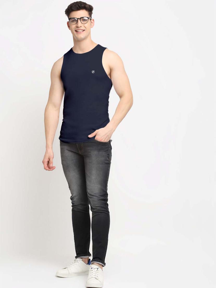 navy solid vest - 18315820 - Standard Image - 4