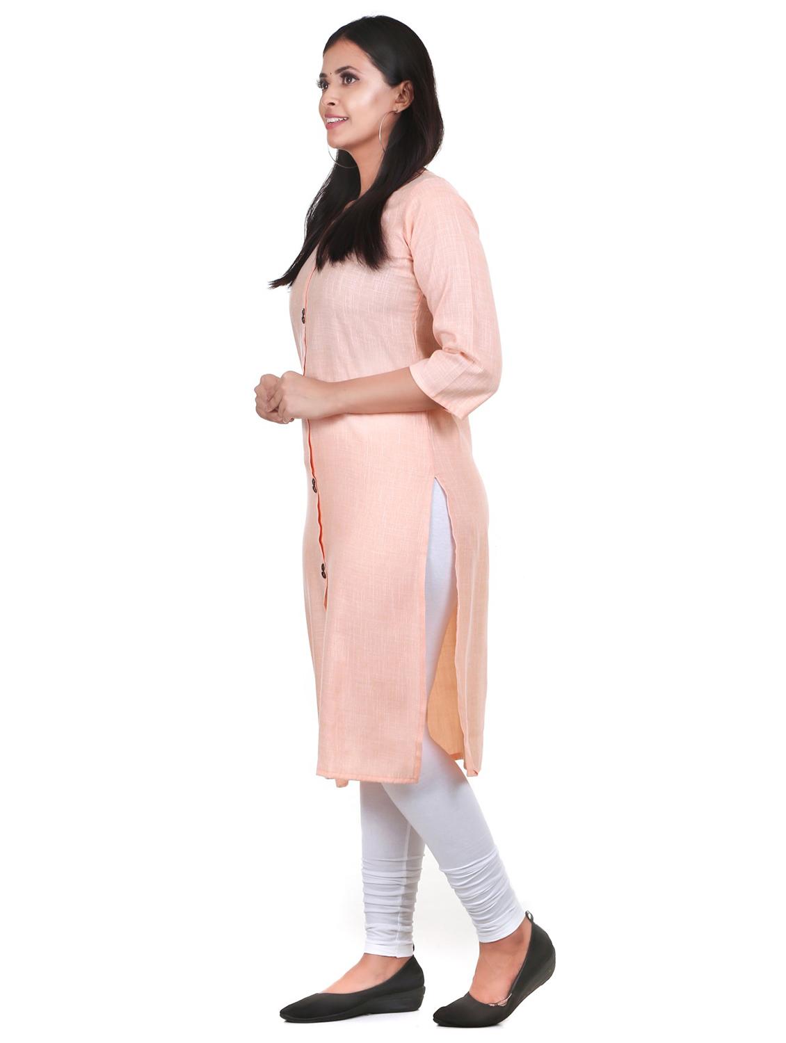 orange solid straight kurta - 18315928 - Standard Image - 1