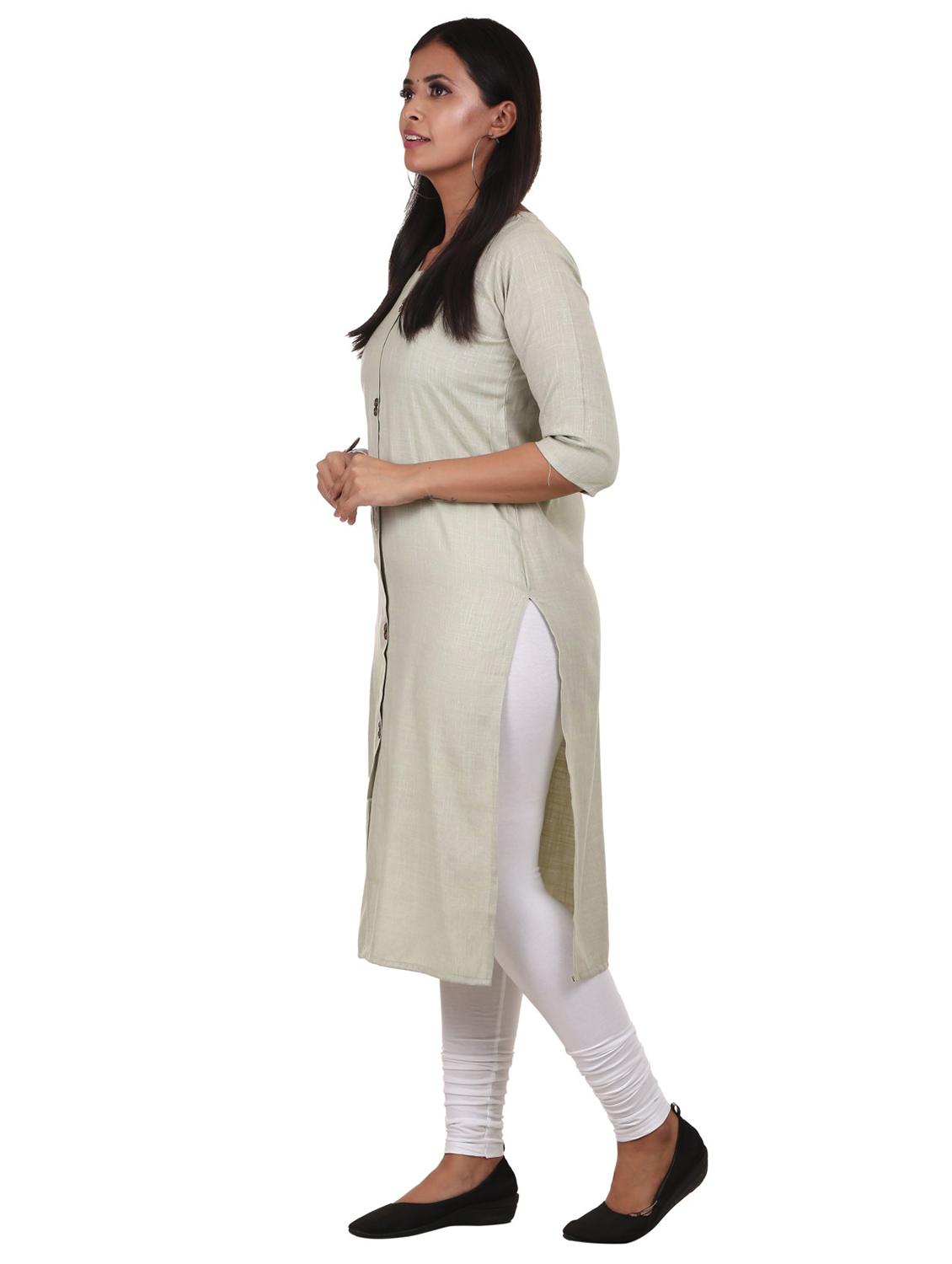 off-white solid straight kurta - 18316172 -  Standard Image - 1