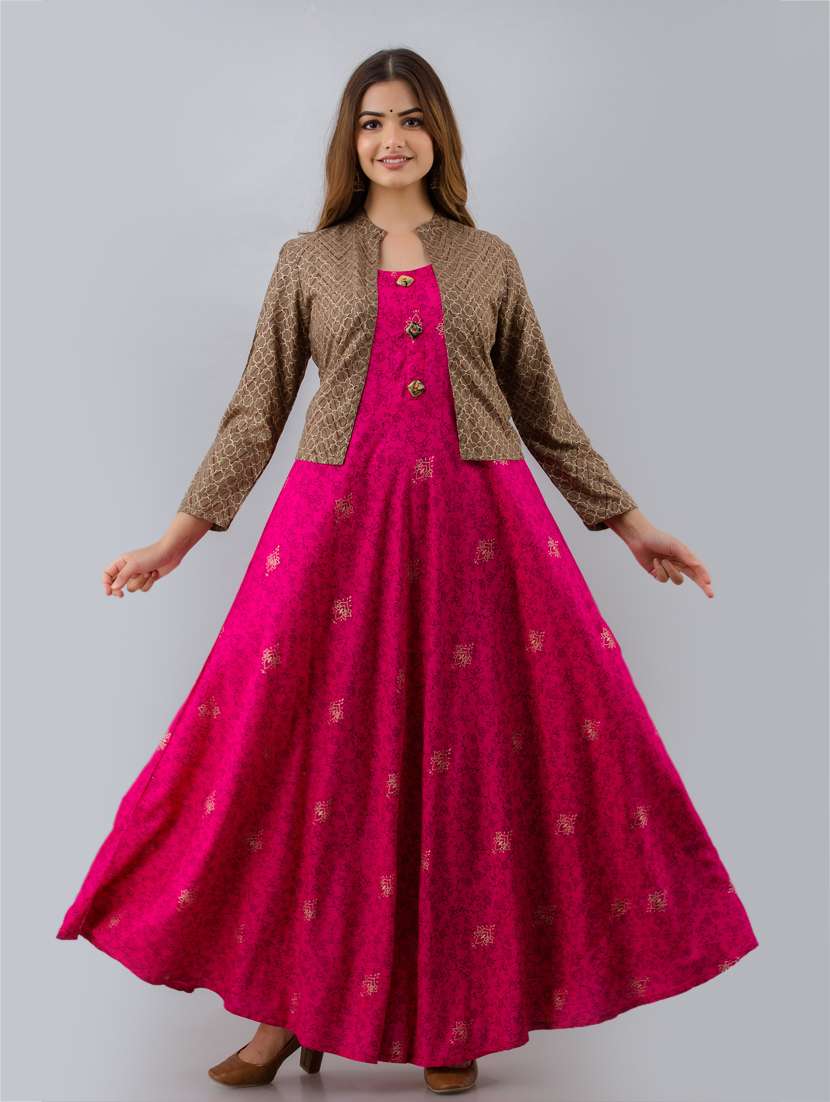 pink printed anarkali kurta