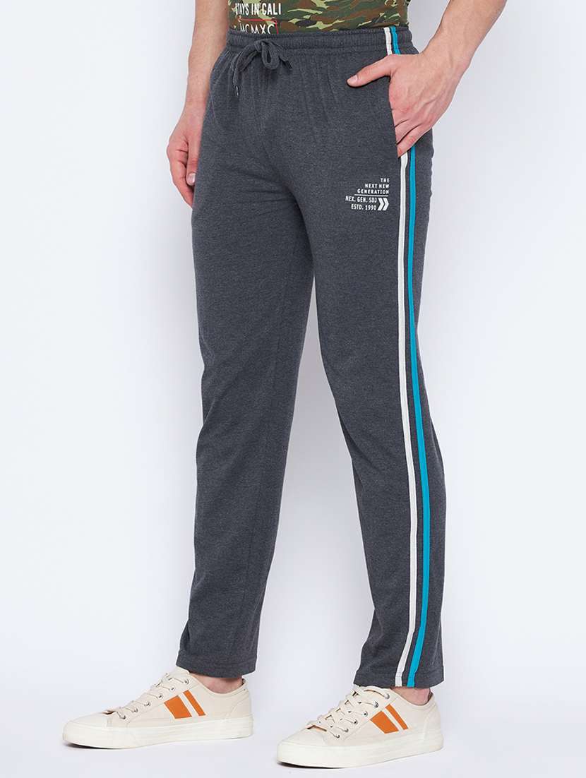 grey solid full length track pant - 18316252 -  Standard Image - 1
