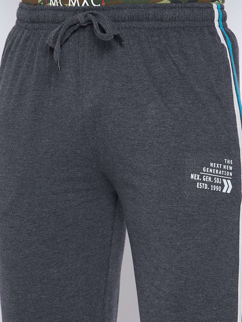 grey solid full length track pant - 18316252 -  Standard Image - 4