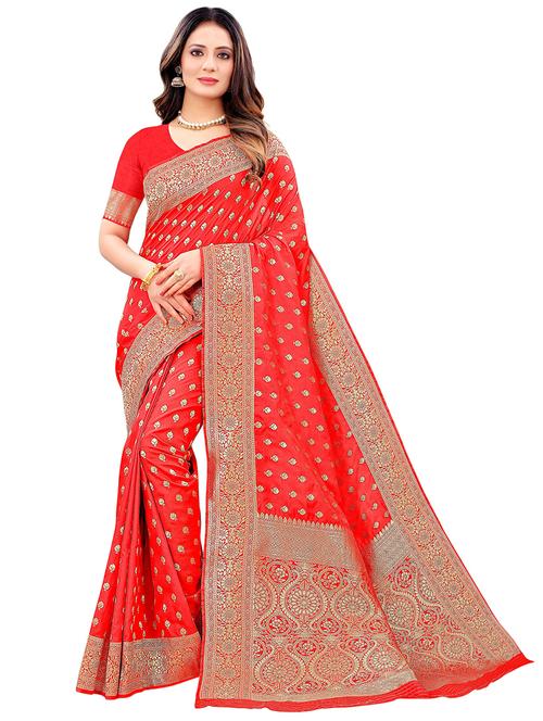 red silk blend bhagalpuri saree with blouse - 18316337 -  Standard Image - 0