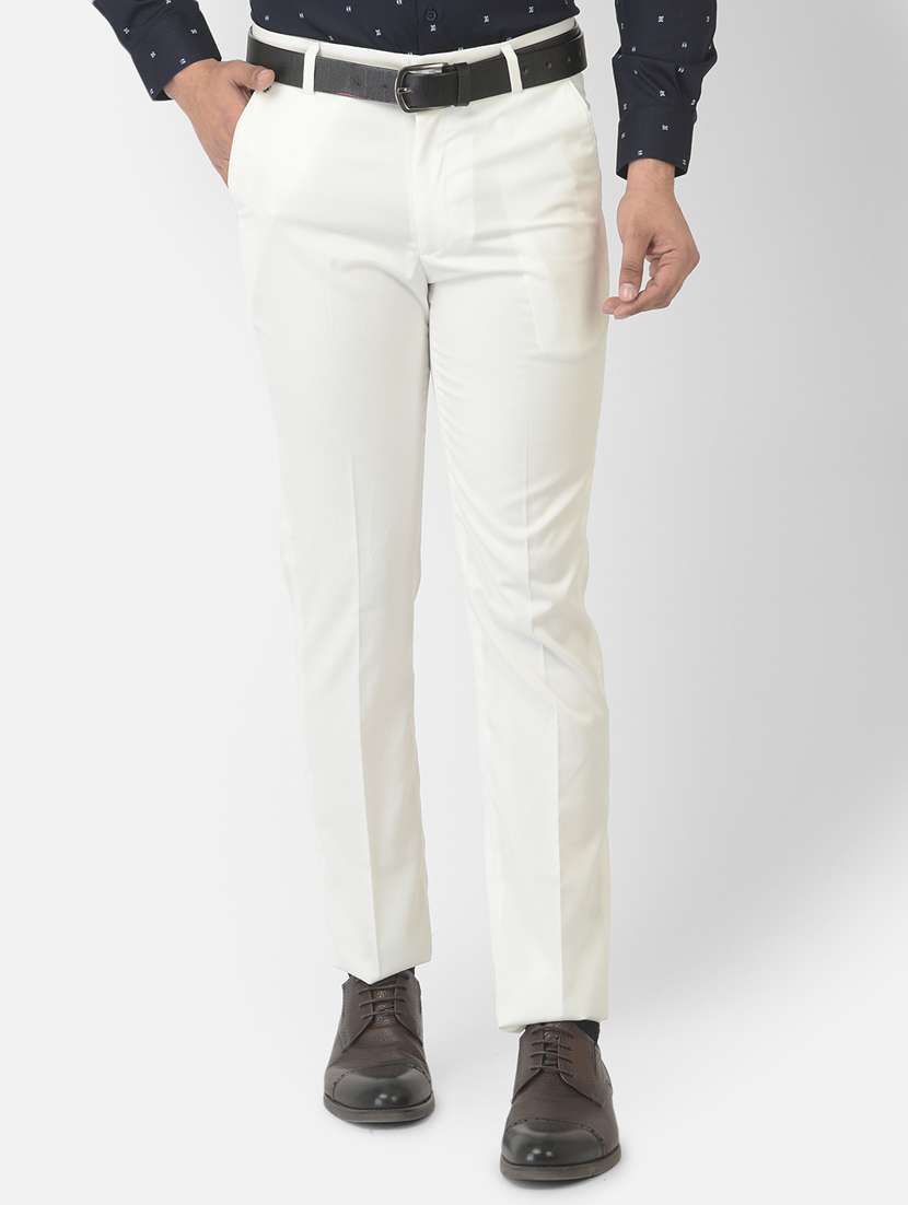 white solid trousers formal trouser