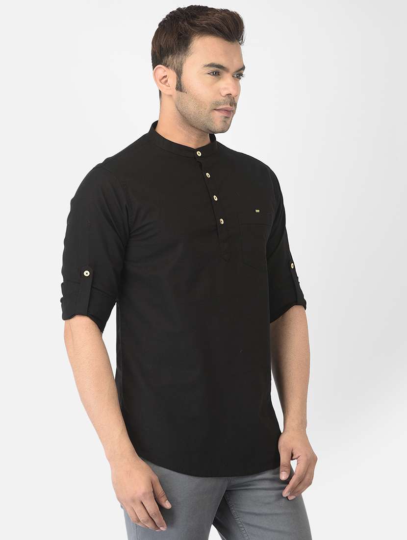black solid casual shirt - 18317050 -  Standard Image - 1