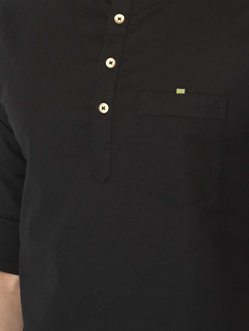 black solid casual shirt - 18317050 -  Standard Image - 4