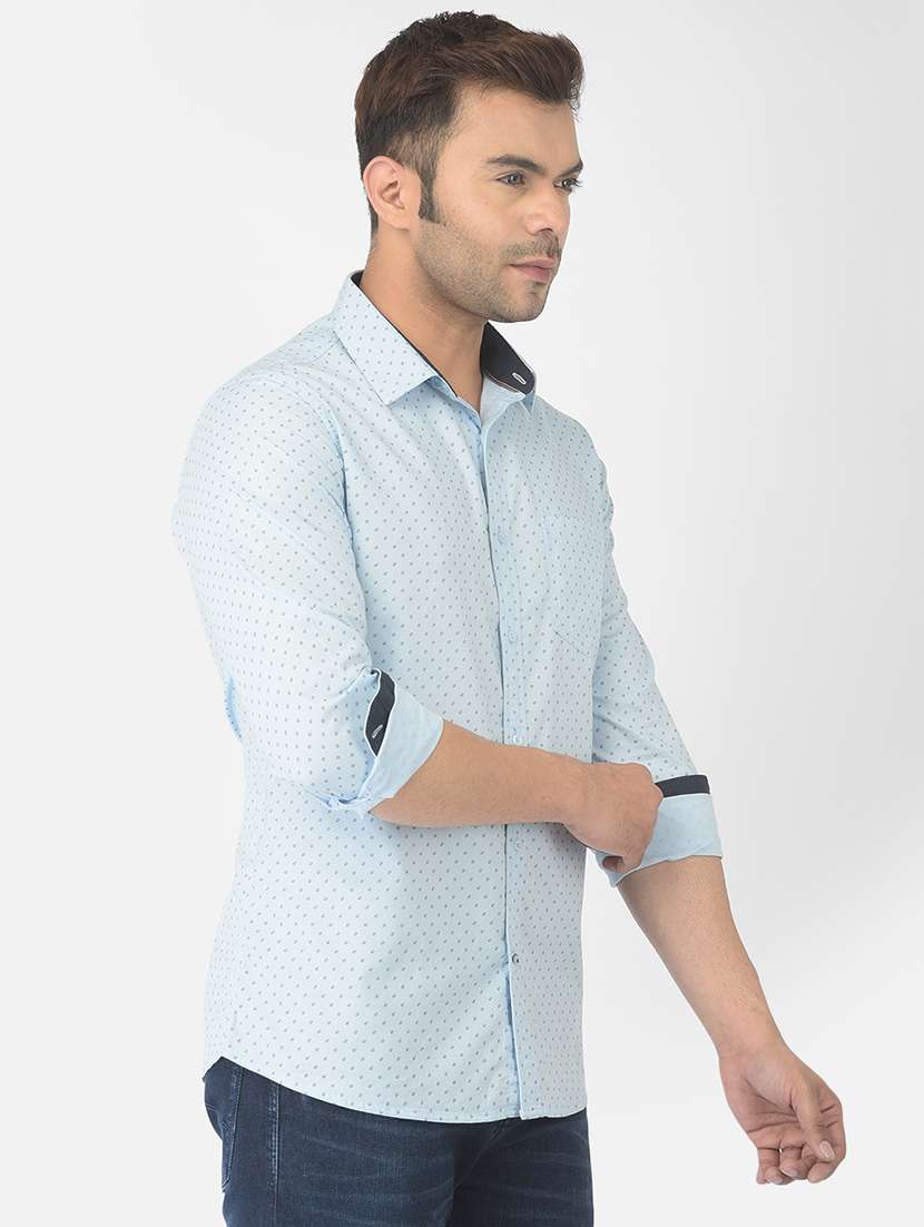 light blue printed casual shirt - 18317062 - Standard Image - 1
