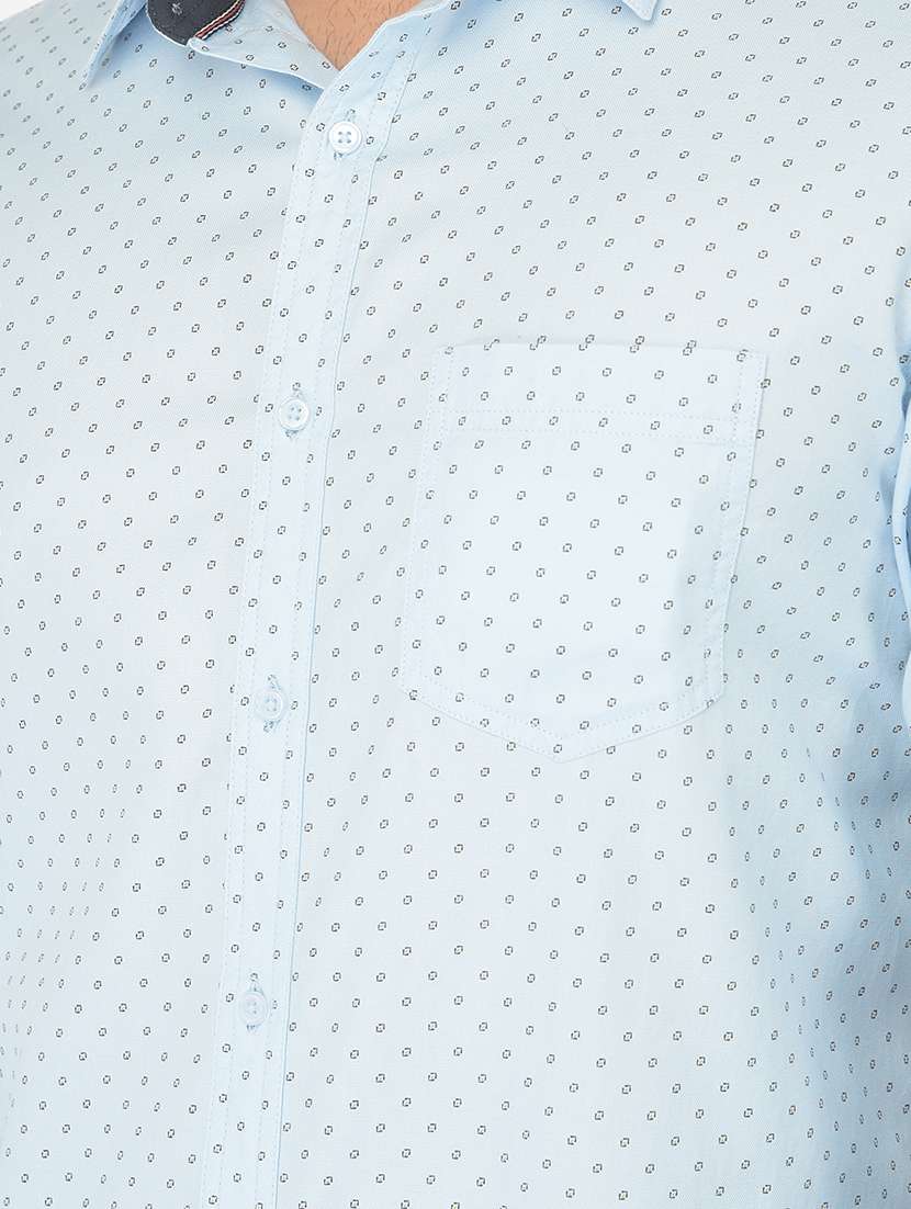 light blue printed casual shirt - 18317062 - Standard Image - 4