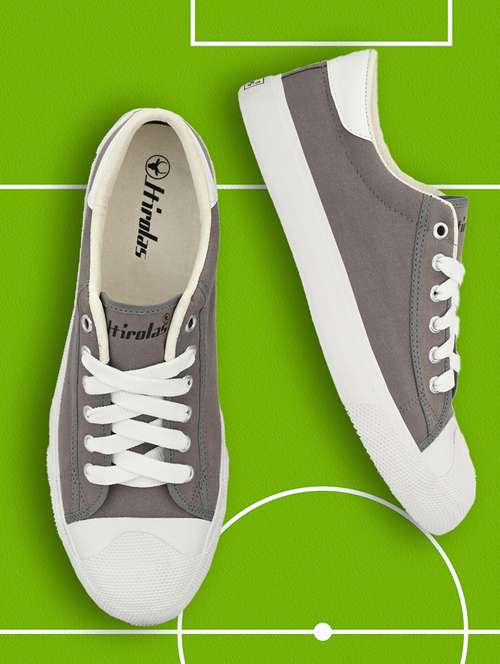 grey solid lace up sneaker - 18317824 -  Standard Image - 0