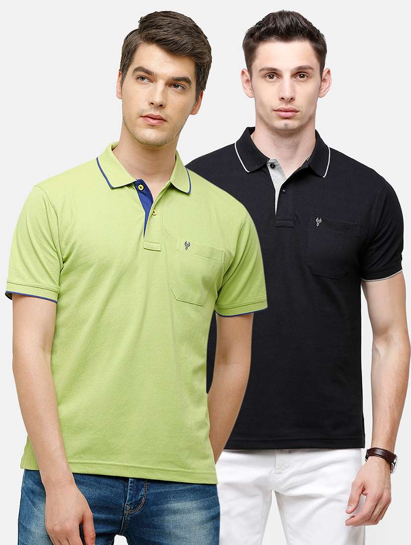 men pack of 2 solid regular fit polo t-shirt