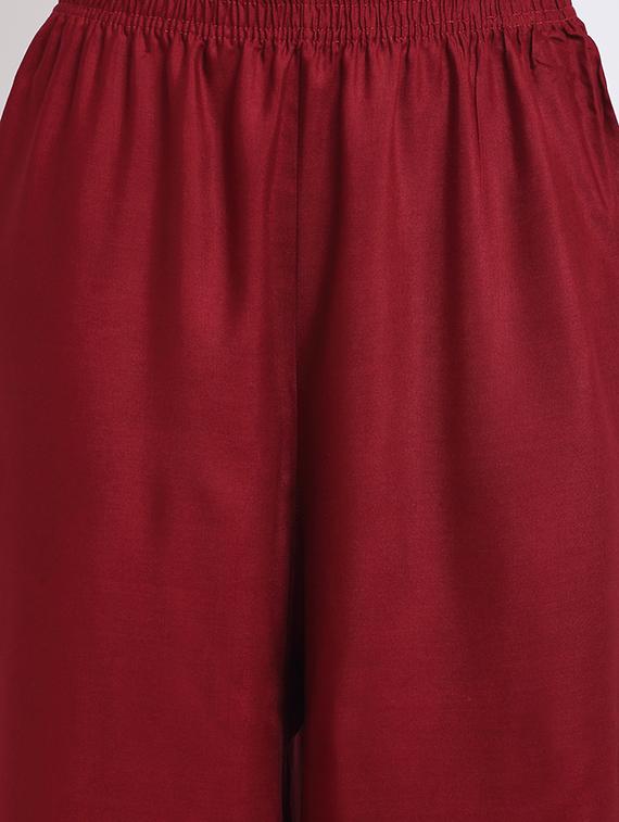 red rayon flared palazzo - 18318032 - Standard Image - 4