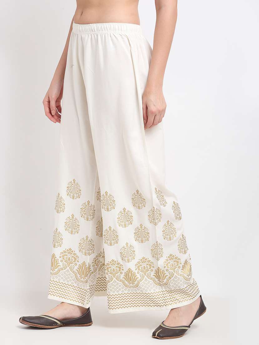 white rayon flared palazzo - 18318051 -  Standard Image - 1