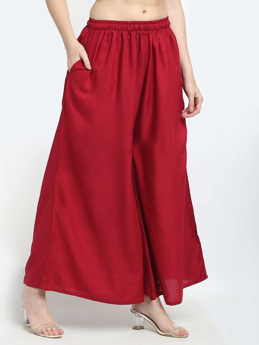 red rayon palazzos - 18318058 -  Standard Image - 1