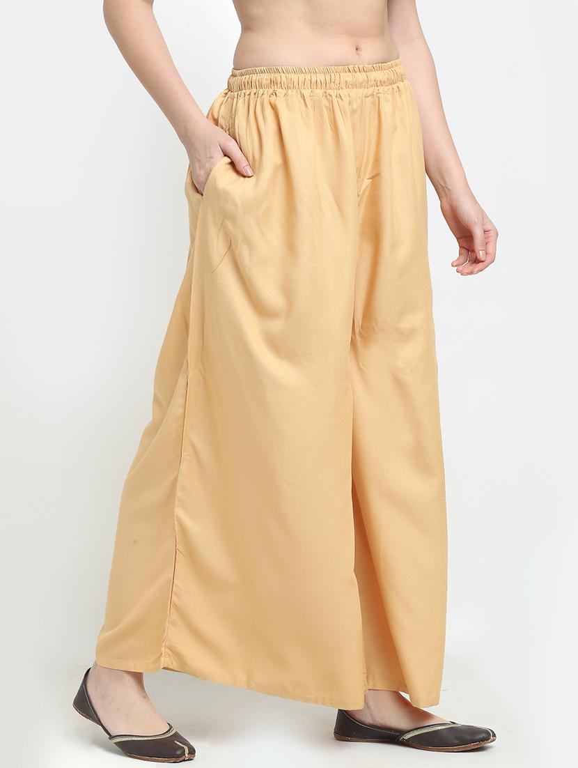 beige rayon palazzos - 18318059 -  Standard Image - 1